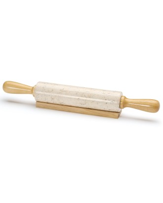 Facalet din marmura,  47 cm, cu manere de lemn - KUCHENPROFI